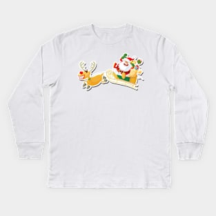 Santa and Reindeer Kids Long Sleeve T-Shirt